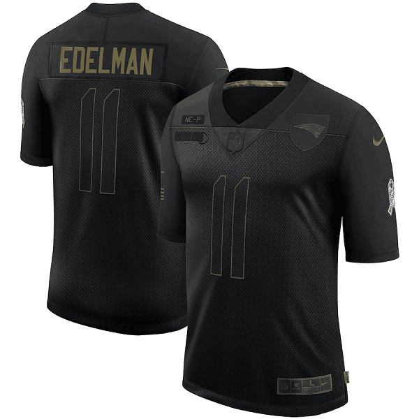 Men's New England Patriots #11 Julian Edelman 2020 Black Salute To Service Limited Stitched NFL Jersey
